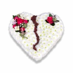 Broken Heart white funeral flowers