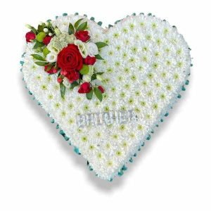 Classic Heart white funeral flowers