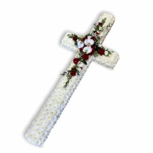red and white funeral Cross