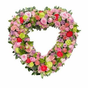 Open Heart pastel funeral wreath