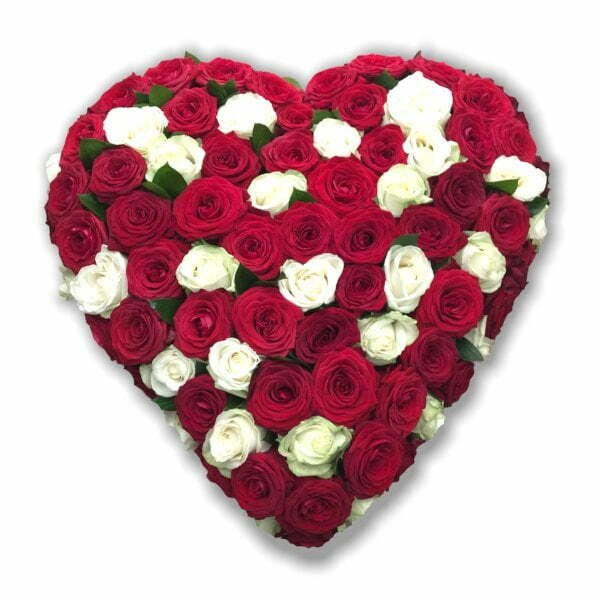 Solid red and white Rose Heart